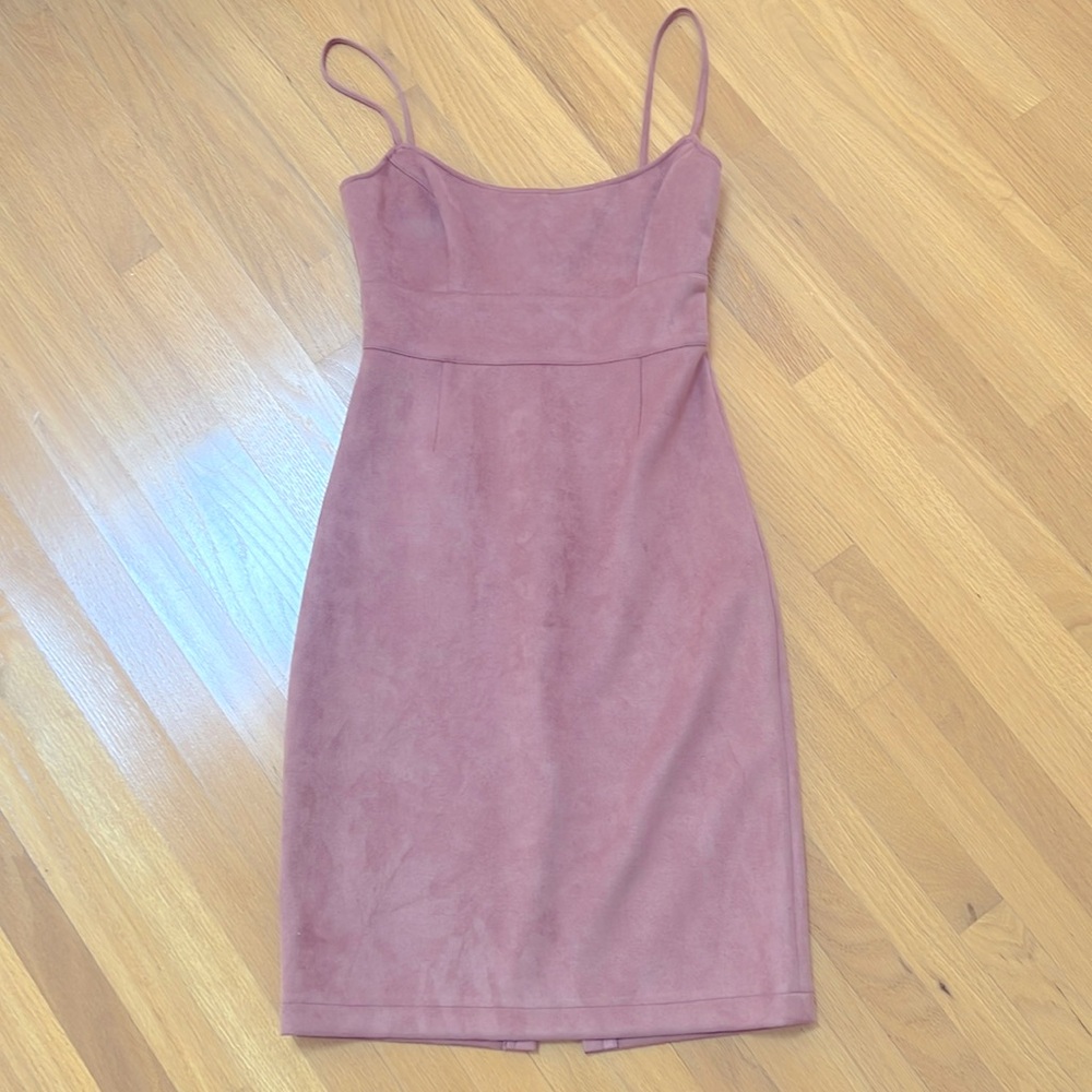 BCBG Alese Rose Pink Faux Suede Dress - Large